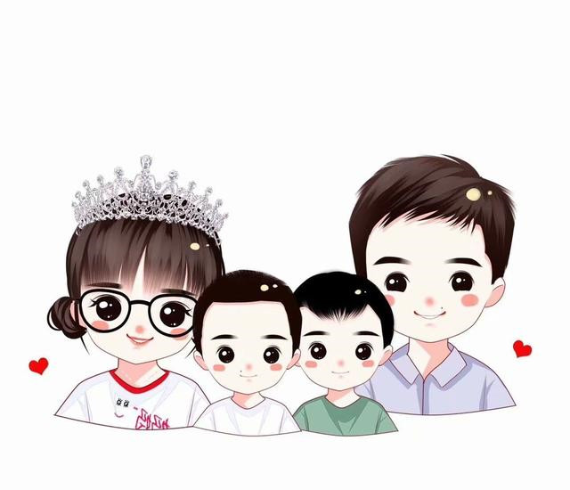 与其感慨不如向前行全家福手绘头像给你力量