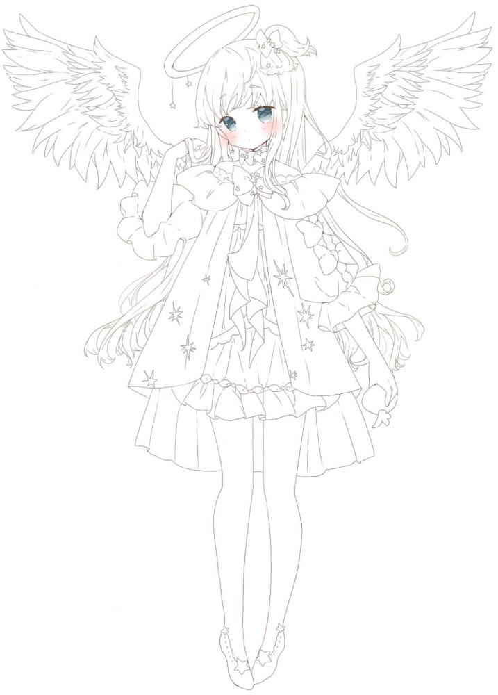 超棒的二次元少女线稿插画分享