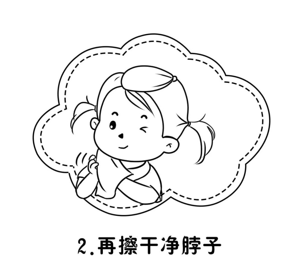 女孩洗脸简笔画图片