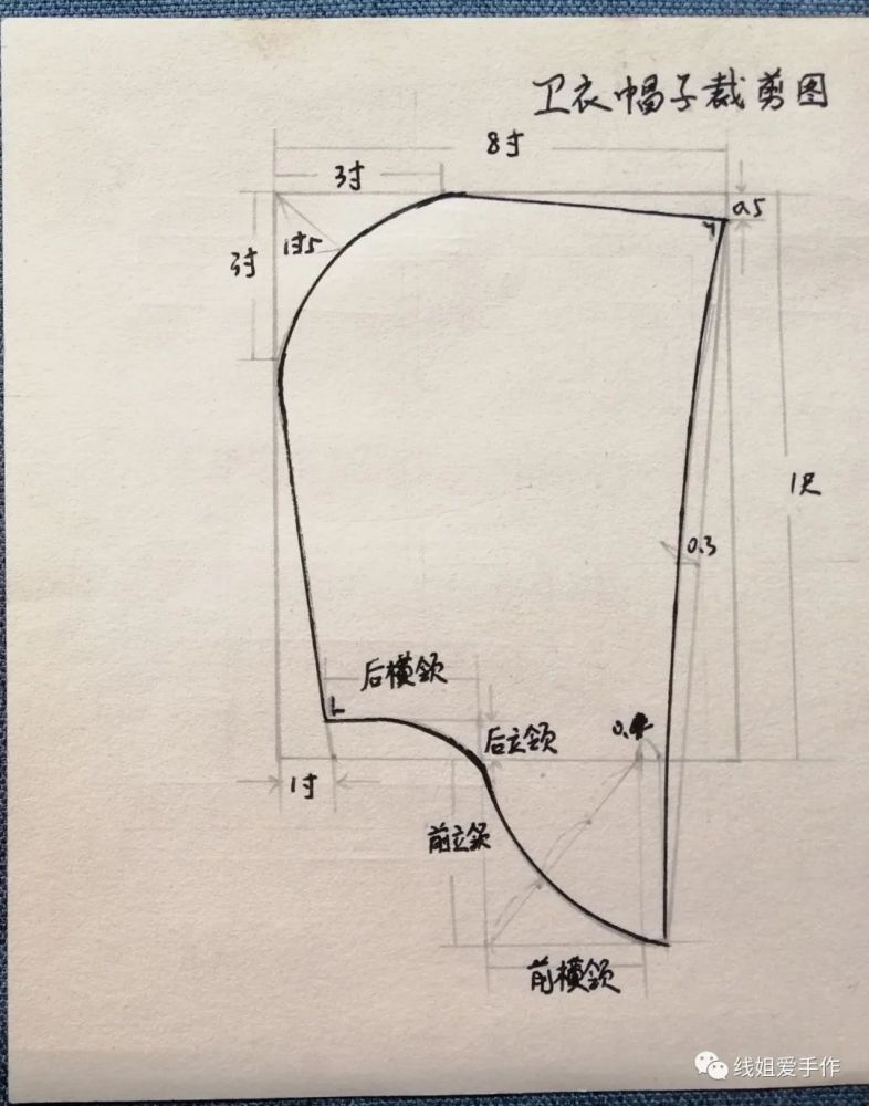 連帽落肩袖衛衣裁剪圖