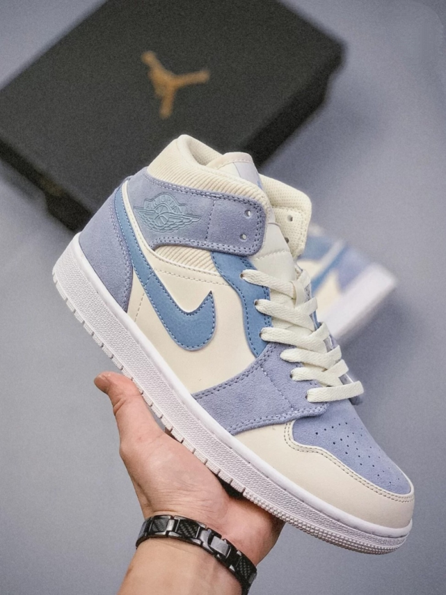 必入的aj灯芯绒airjordan1mid灰蓝简直不要太好看