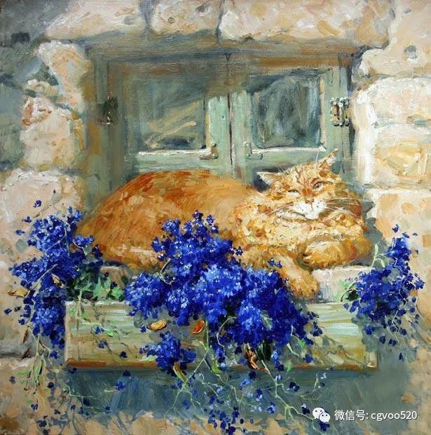 插画师系列作品猫俄罗斯画家mariapavlova油画作品
