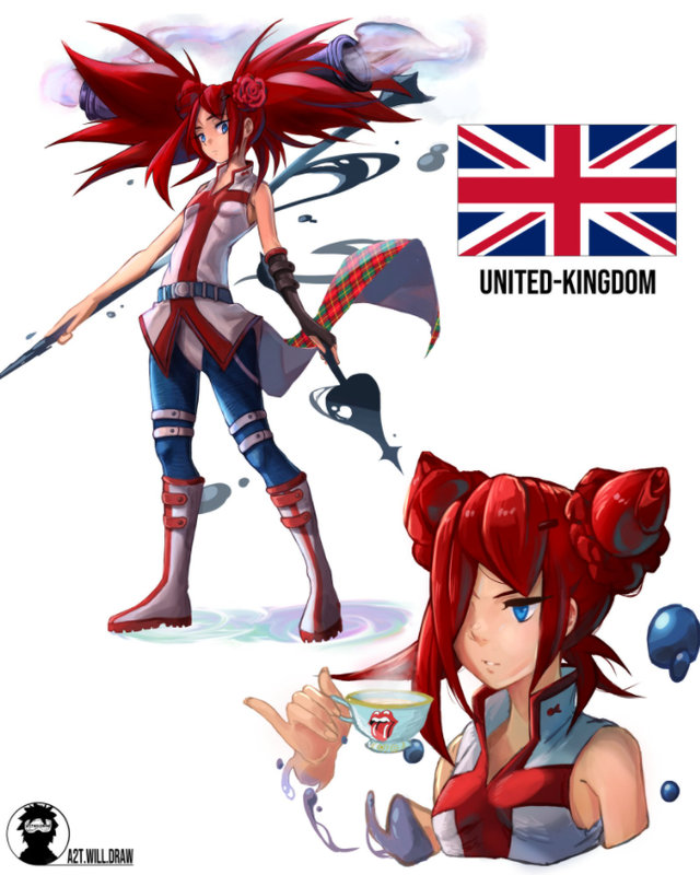 画师把国家拟人成战斗少女英国化身枪兵日本变成阴阳师