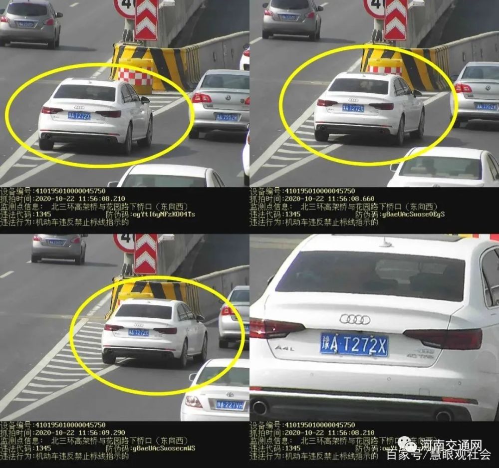 鄭州交警11月16日曝光機動車壓線行駛交通違法車輛