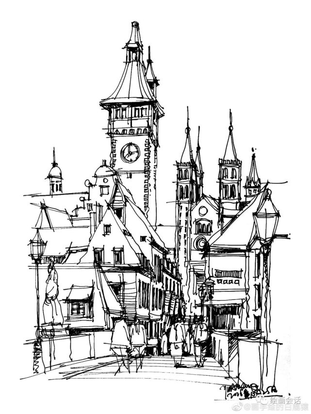 钢笔手绘街景教程步骤分享