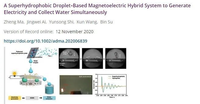 华中科技大学|华中科大苏彬团队提出为环境集水发电一体化新思路和方法
