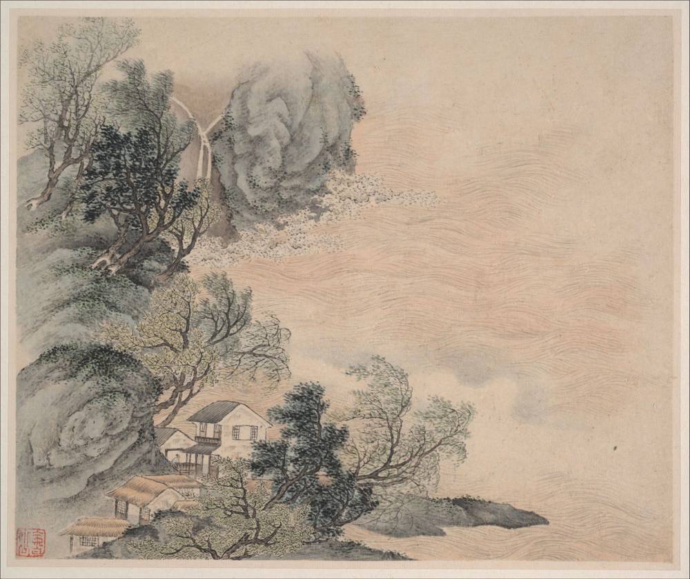 藏于美国大都会艺术博物馆清 樊圻 山水册八开 纸本 16.8×20.3厘米