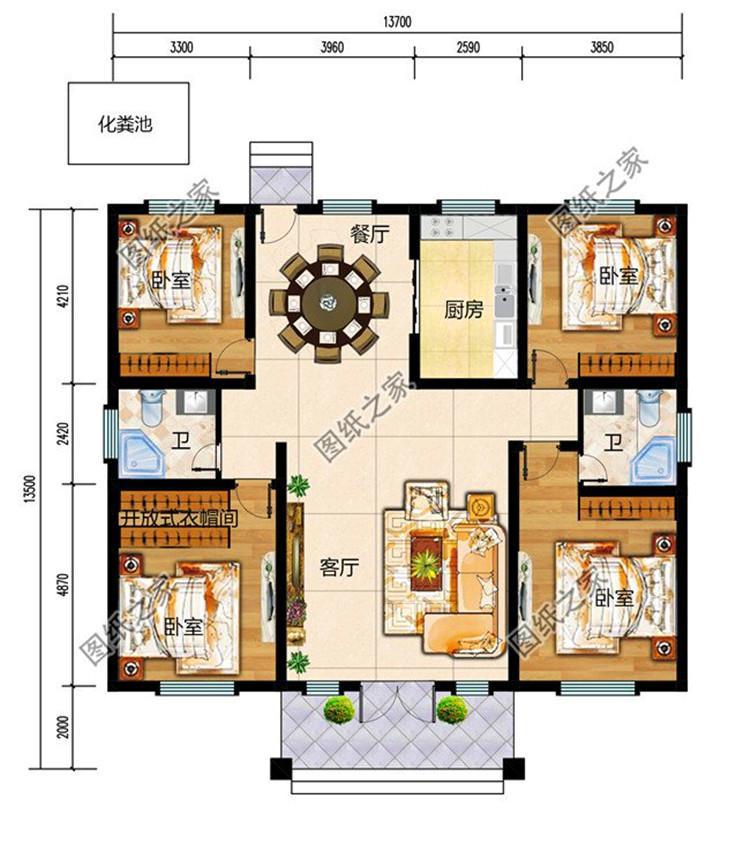 農村自建房一層效果圖第四款是七字型戶型圖蓋好驚豔全村