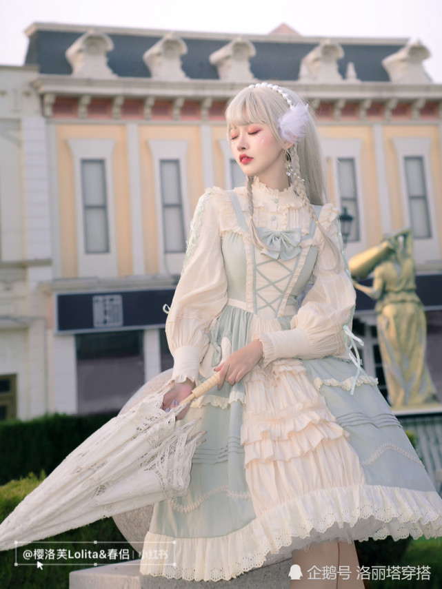 若草色doll感十足的田园中古风洛丽塔 古风 洛丽塔