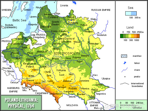 1764年波兰地形图受到启蒙运动和美国独立战争影响,波兰开明人士发起