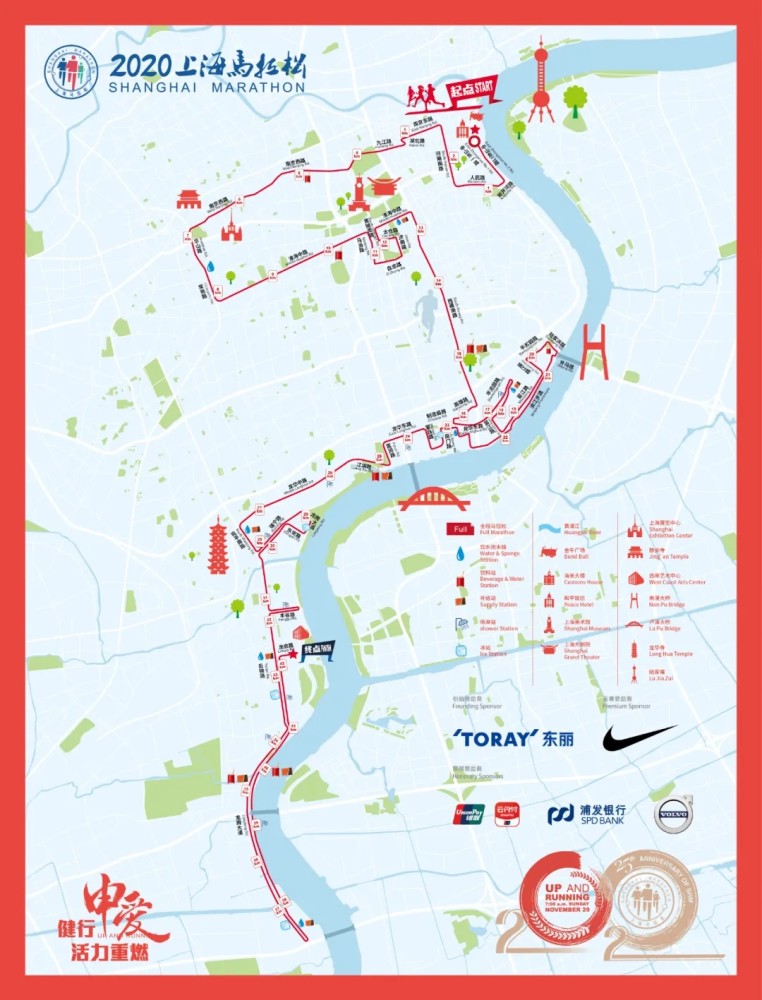2020上海马拉松路线图和装备领取指南请收好
