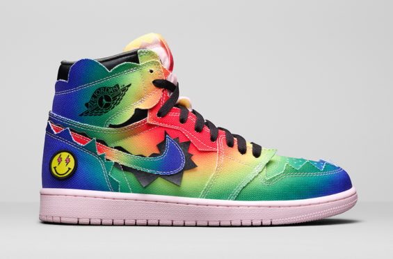 j balvin x aj1十二月市售!彩虹色鞋身细节丰富