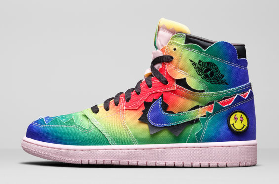 j balvin x aj1十二月市售!彩虹色鞋身细节丰富