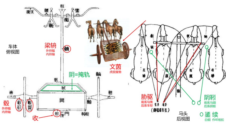 游环胁驱,阴靷鋈续.文茵畅毂,驾我骐馵.