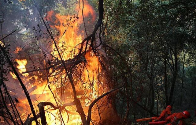 善良的人民们都关注着四川省凉山州木里县雅砻江镇立尔村的森林火灾