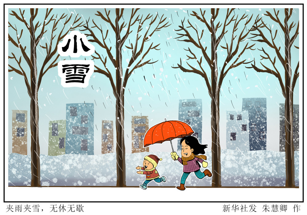 图表插画二十四节气小雪夹雨夹雪无休无歇