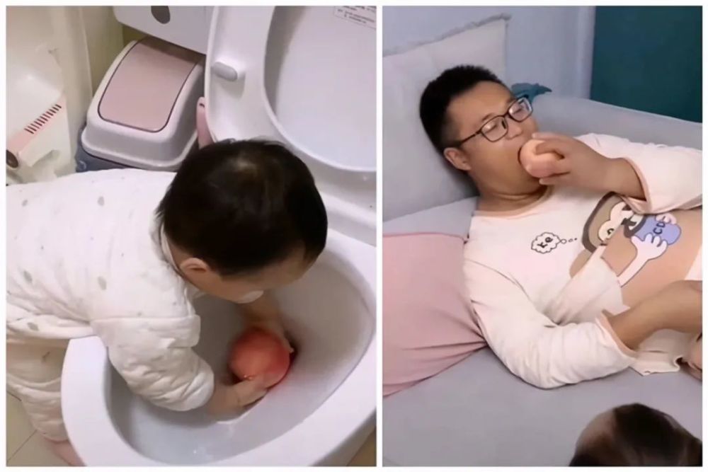 咱们总是能看到"坑爹地娃",比如,用马桶里的水洗苹果,然后给爸爸吃,毫
