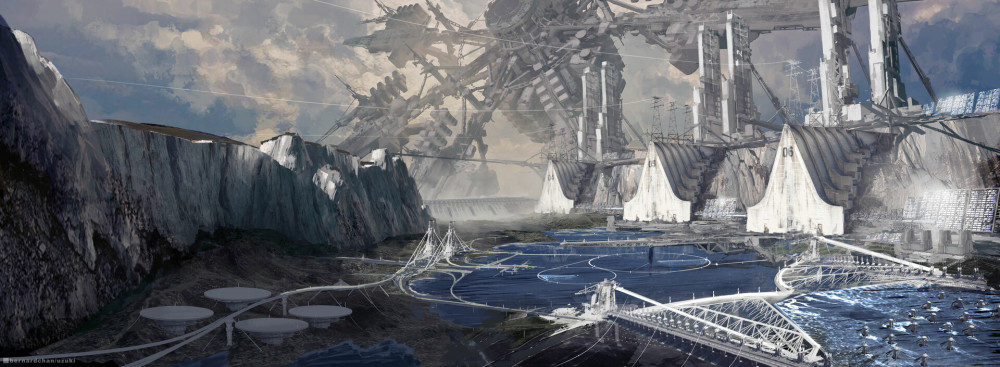 非常有震撼力的一组科幻场景插画!充满着对未来世界无限的想象!