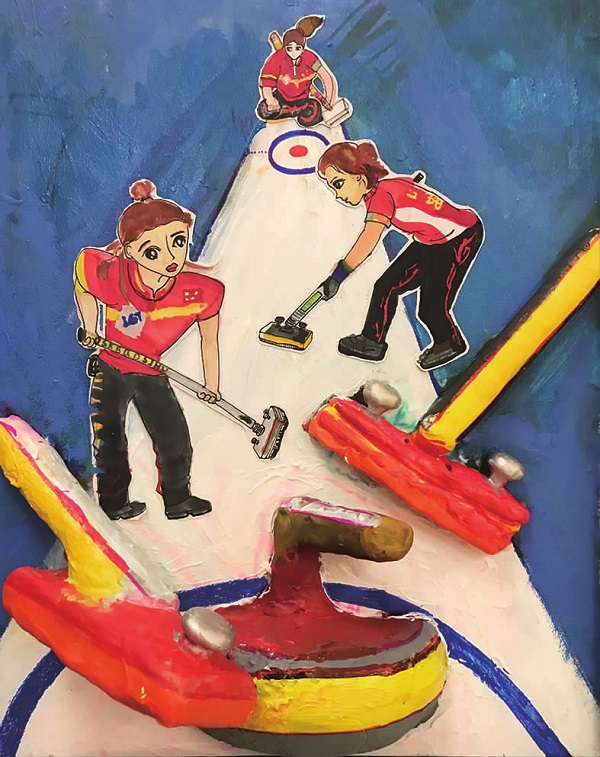 冰壶比赛儿童画图片