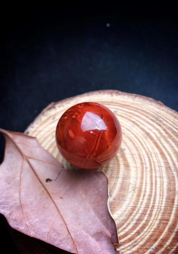 火焰纹圆珠精选九口料柿子红玫瑰红火焰纹纹理密集极具层次感