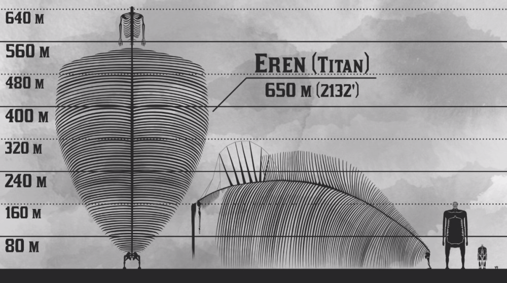 进击的巨人数据公示艾伦始祖骨架巨人有多高千米巨人不存在