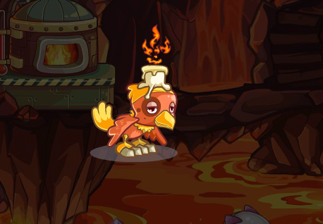 洛克王国火山口的丑八怪30级进化成凤凰帅爆