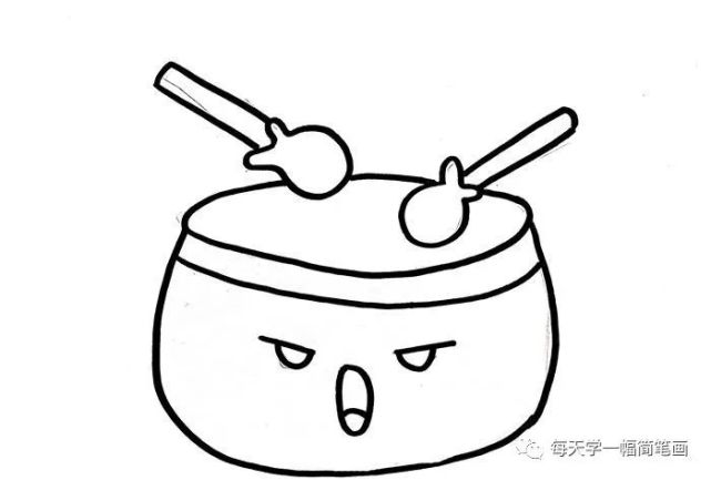 每天学一幅简笔画中国鼓怎么画简笔画大鼓简笔画图片带颜色