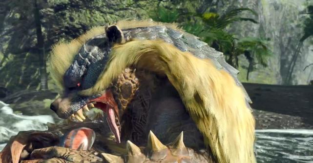 《怪物猎人:崛起》青熊兽展示 爱采蜜捕鱼的吃货|捕鱼|怪物猎人:崛起|