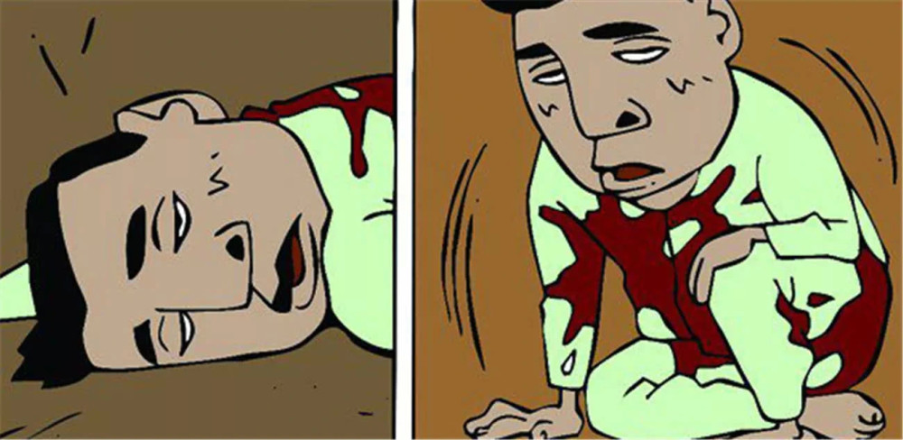 搞笑漫画小偷进门发现躺着几具尸体没想到还诈尸了