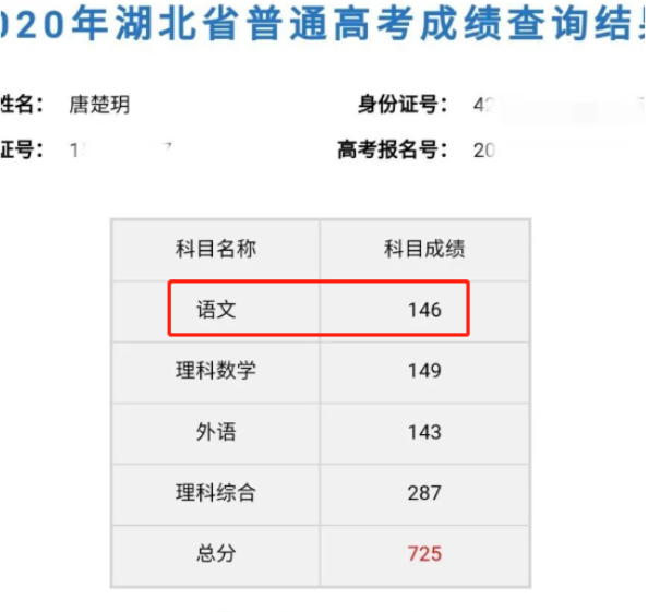 湖北理科高考状元 语文成绩十年难遇 146分是如何炼成的 腾讯新闻