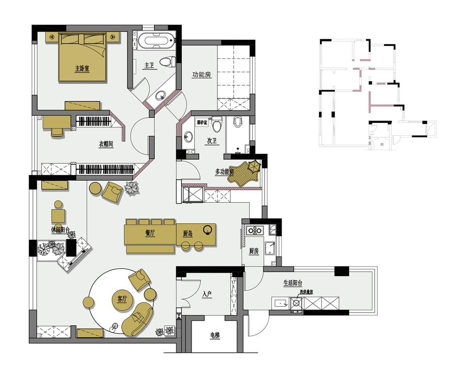平面图空间氛围 | 现代·轻复古服务模式 | 设计&施工软装设计 | 清