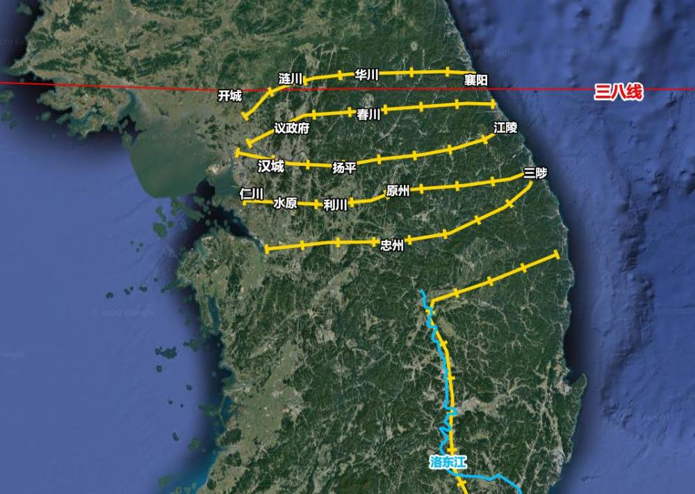 在第二道防线以南至北纬37线,还准备了三道机动防线,由南朝鲜抽调大批