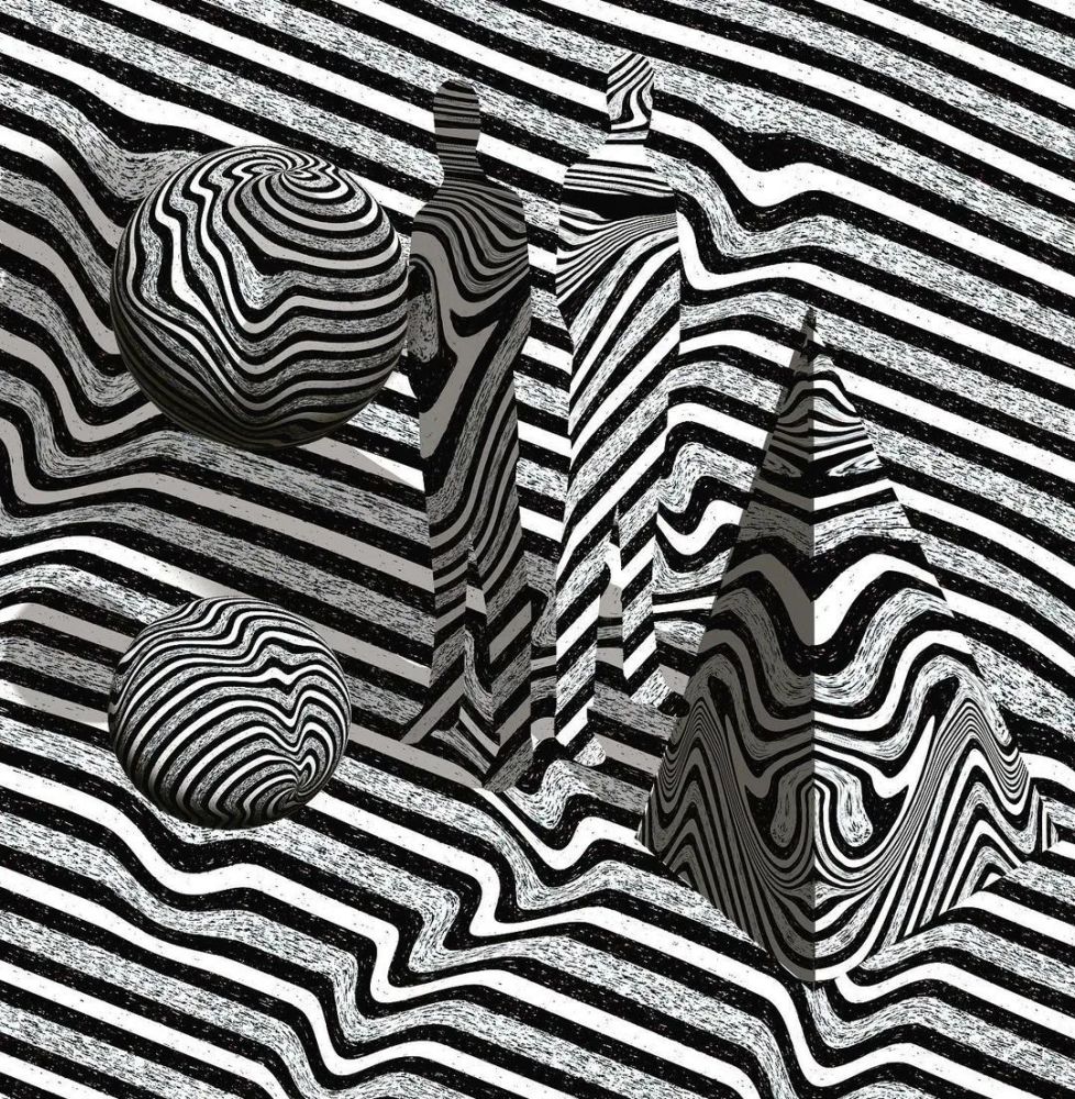 壁纸使用线条与几何勾勒的迷幻视觉艺术