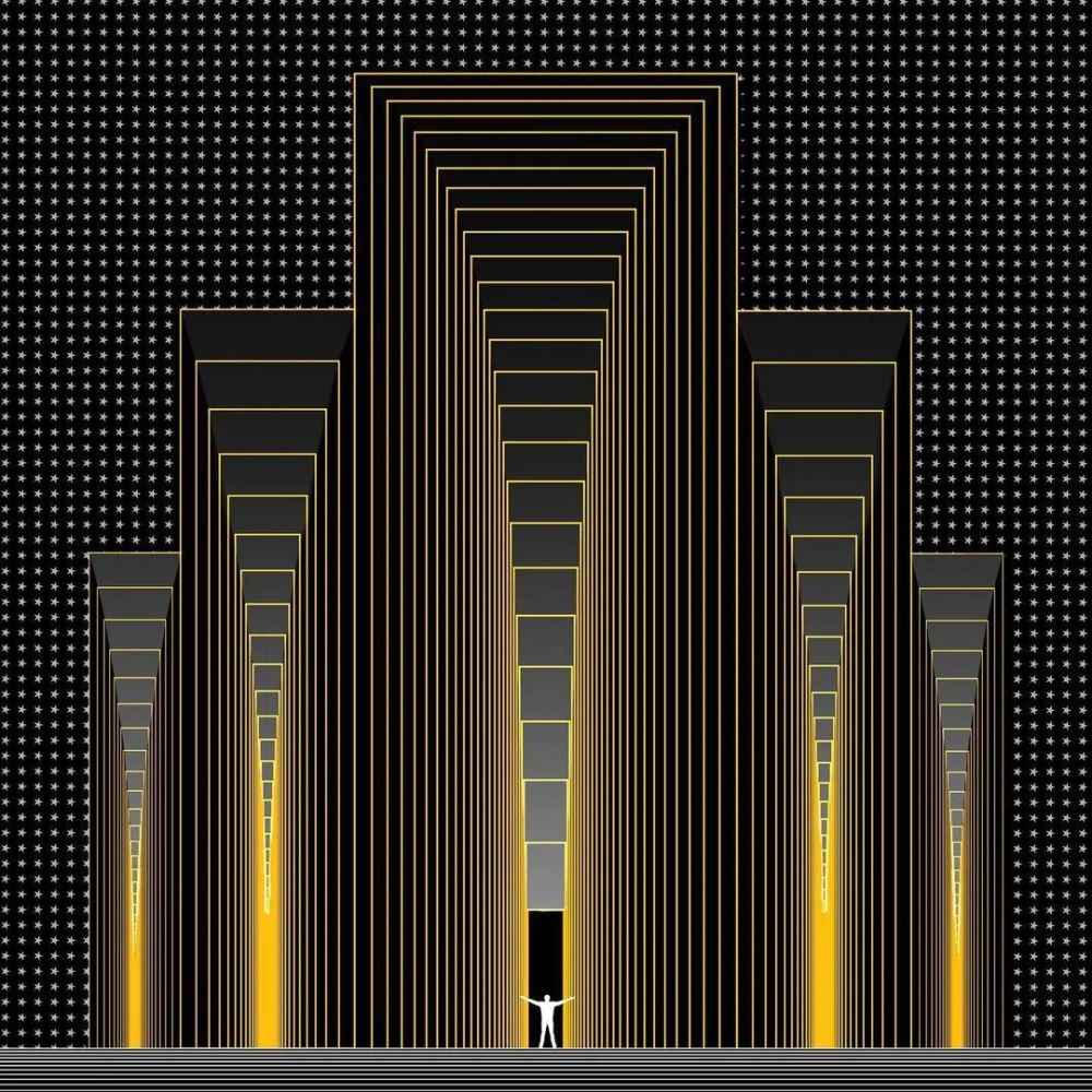 壁纸使用线条与几何勾勒的迷幻视觉艺术