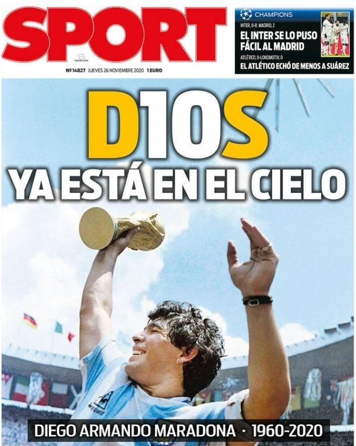 传奇永恒世界各大报纸今日头版致敬马拉多纳