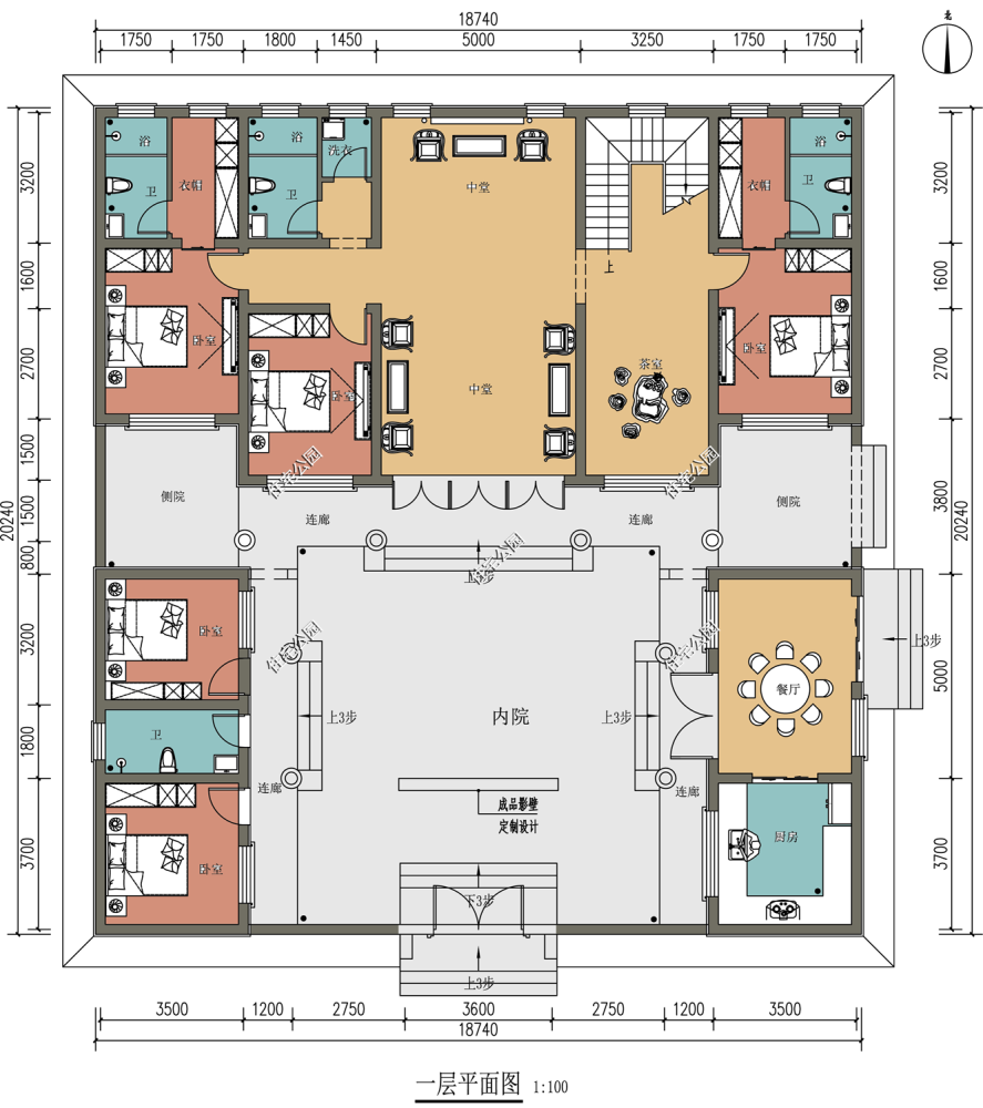 庭院花园堂屋1820米农村中式大宅住进去倍有面子
