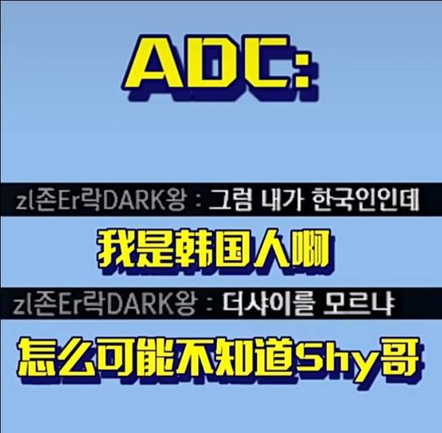 adc表示自己是韓國人,怎麼可能不知道theshy呢?