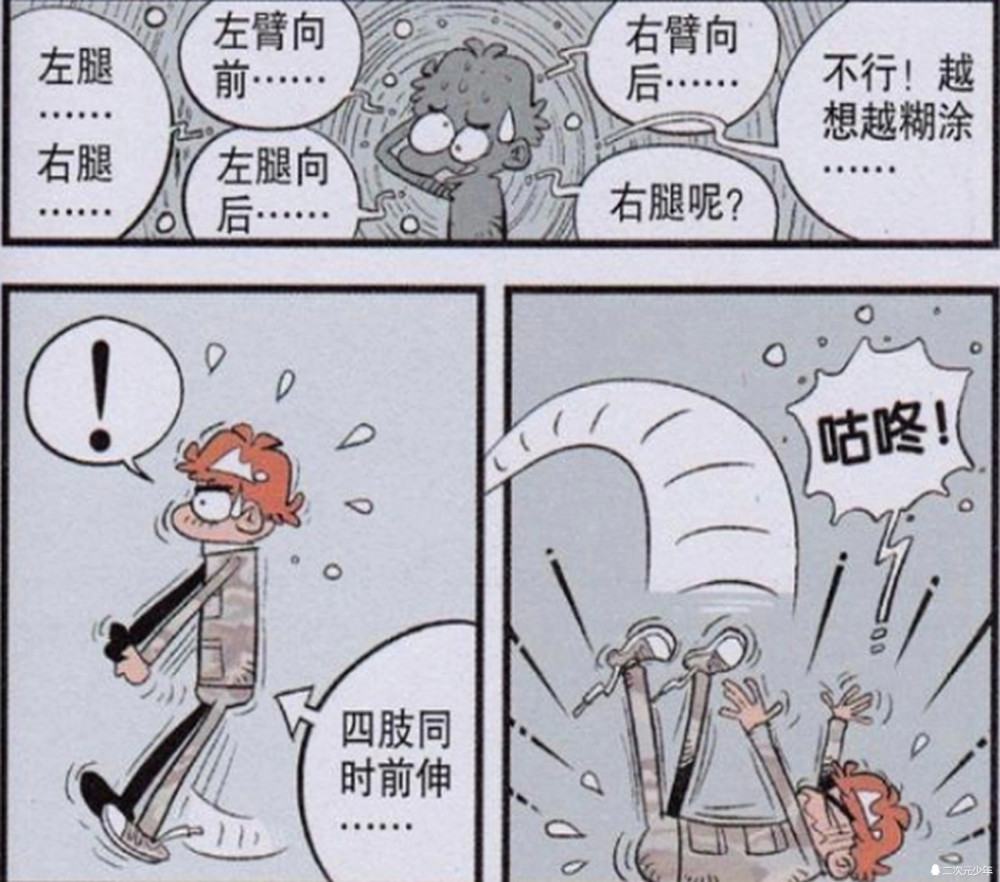 搞笑阿衰阿衰平时军训时偷懒一到走正步就顺拐