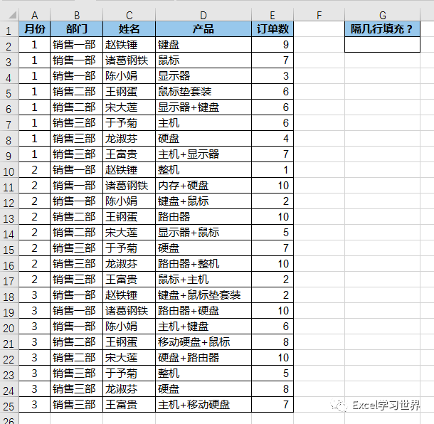 Excelu2013按随机指定的数字，自动调整间隔行数填充背景色excel