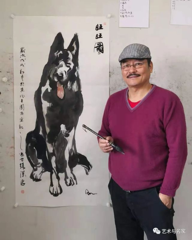 水墨画里的忠诚 记著名肖像漫画家张汉忠的 旺旺图 水墨 绘画 齐白石 张汉忠 旺旺图