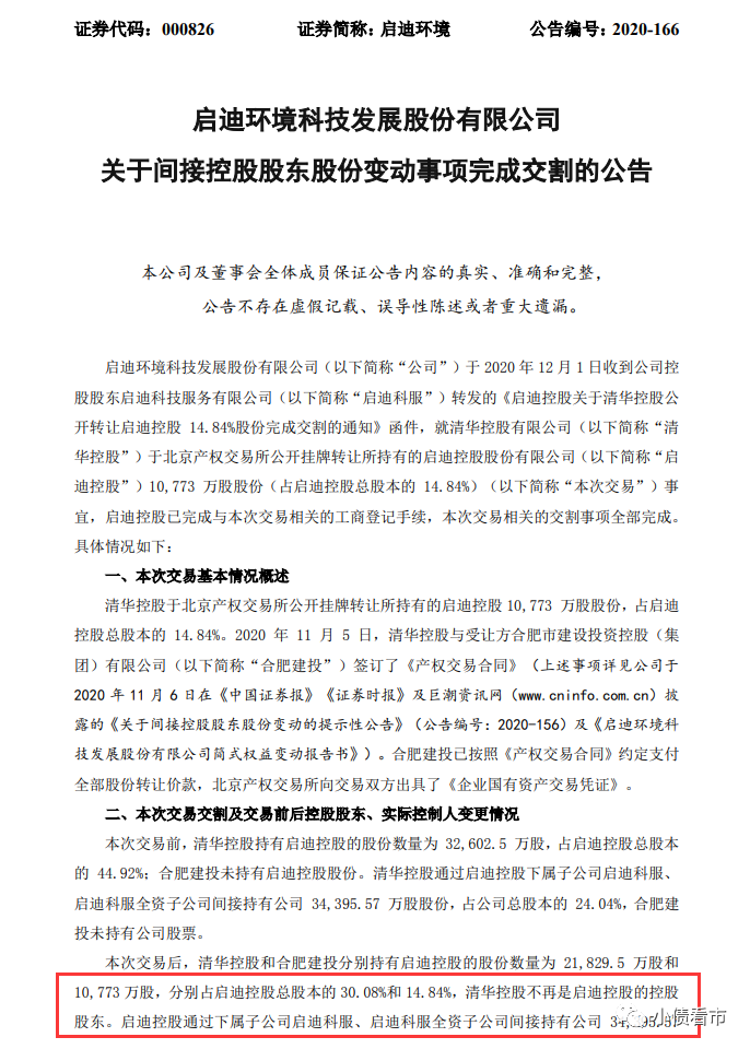1000亿负债启迪控股完成交割 清华控股不再是控股股东(图2)