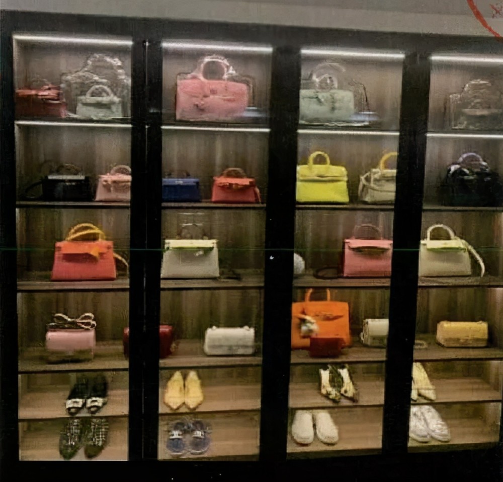 住在上海市区豪宅 家中的奢侈品展示墙 摆放着几十个爱马仕包包 拥有