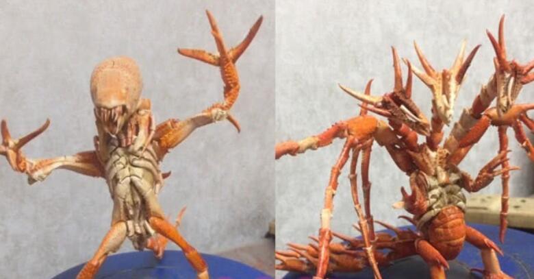 万物皆可手办知了做出异形的感觉小龙虾壳变身恶魔龙