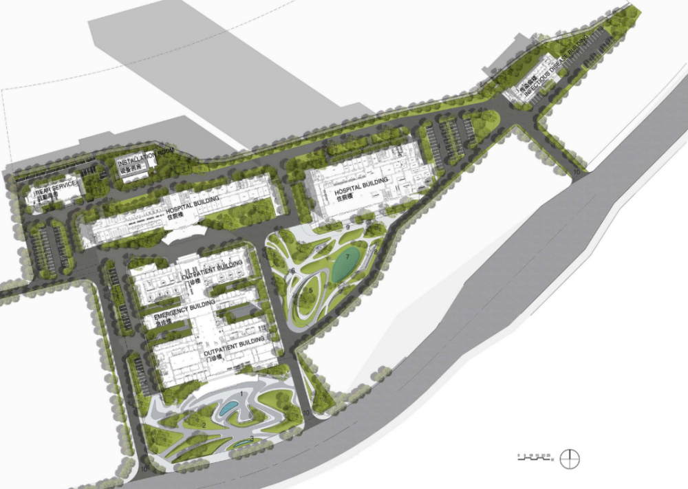 案例,盘州人民医院前广场,公共空间曲线设计,延伸,重叠和往复_腾讯