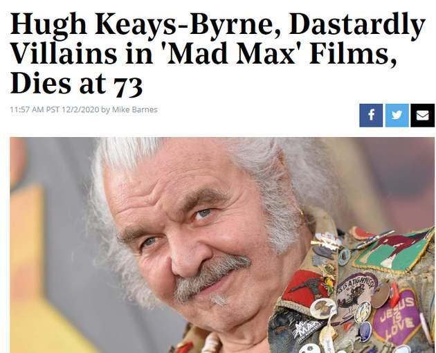 反派不死老乔去世68岁参演疯狂的麦克斯4一路走好