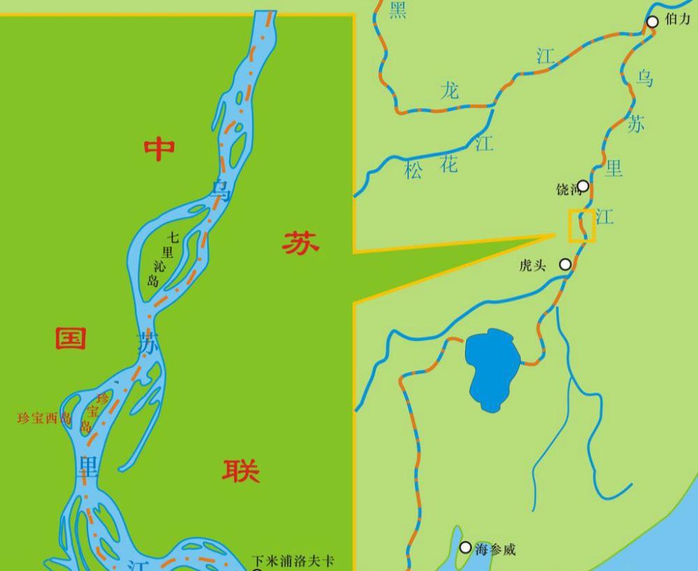 珍宝岛和七里沁岛位置图