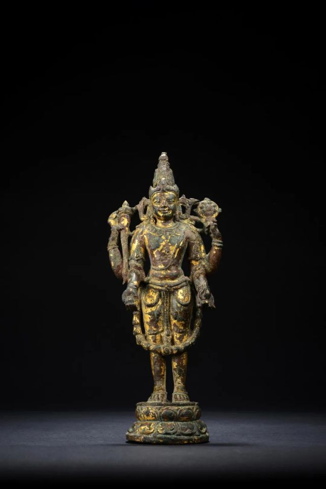 710世纪铜鎏金毗湿奴造像