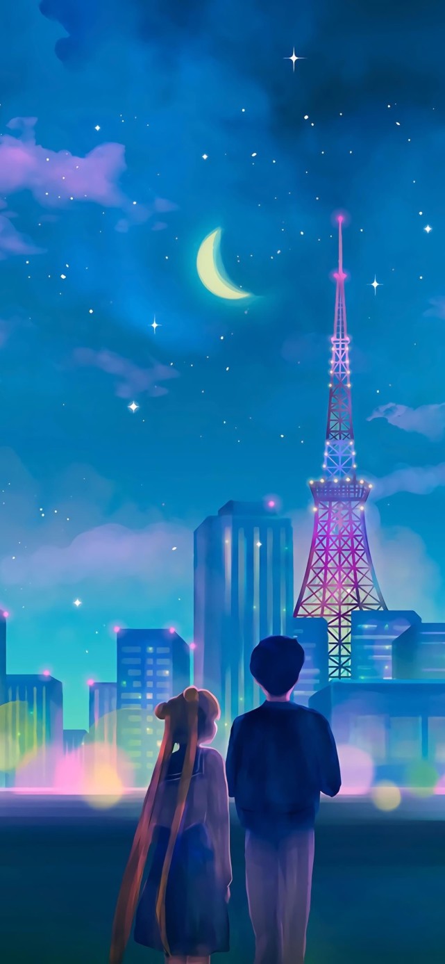 手机壁纸 梦幻美少女夜景 高清壁纸 少女