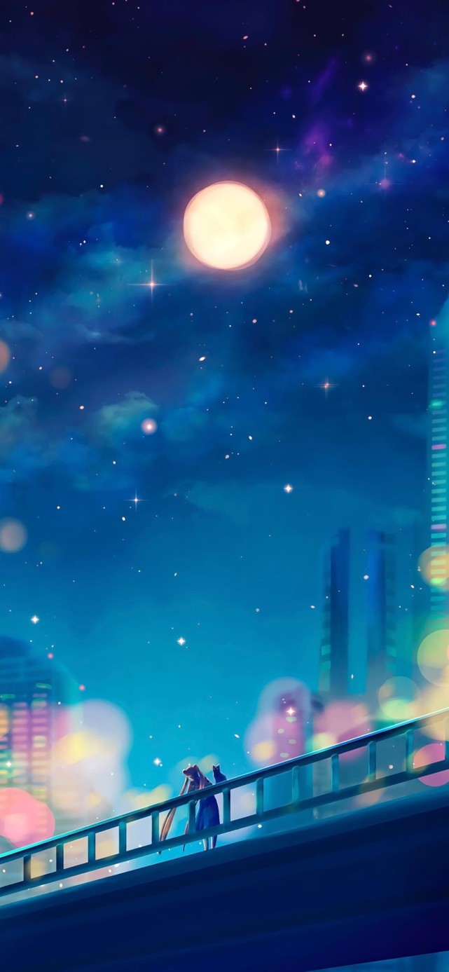 手机壁纸 梦幻美少女夜景 高清壁纸 少女