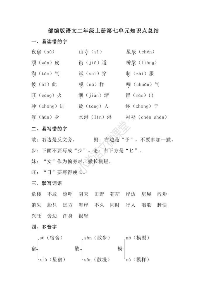 组词+课文背诵+看拼音写词语+|可下载打印